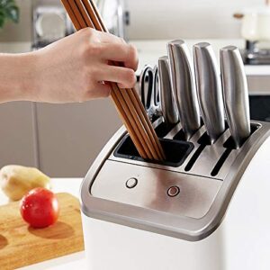 ZUIAI Stainless Steel Kitchen Magnetic Block Holder Set with Sharpener