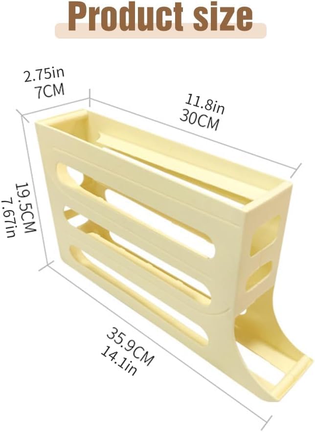 4 Tiers Egg Holder for Fridge, 2024 New Automatic Scrolling Egg Rack Holder, Eggs Dispenser Auto Rolling Large Capacity Egg Organizer Storage Box, Space-Saving Egg Dispenser Holder (Transparent)