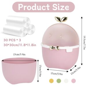 DIBALIYI Mini Desk Can with Lid, Cute Bedroom Trash Can and 3 Rolls Can Liners, Cartoon Animal Desktop Dust can for Office Car Kitchen Bathroom, 19.5 * 15 * 15cm (Green)