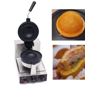 Commercial Ice Cream Burger Maker, 1000W Electric Burger Waffle Maker, 180° Rotating Non-stick Ice Cream Panini Press UFO Hamburger Baker Machine, Gelato Panini Press for Bakeries, Restaurants