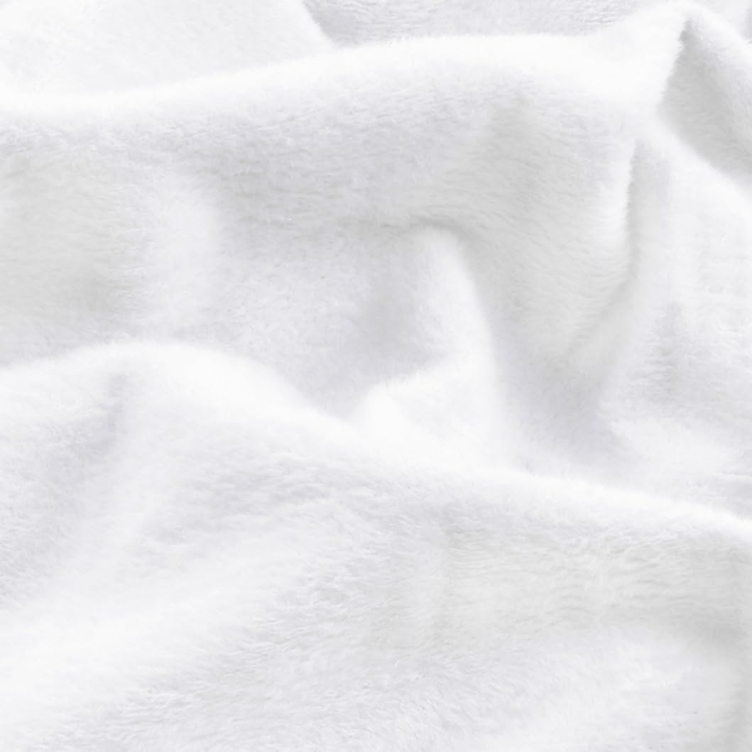 Entisn Minky Fabric by The Yard, 1 Yard x 60 Inch Wide Pre-Cut Minky Fleece Fabric White Cuddle Minky Fabric, Soft Plush Fabric Solid Minky for Blanket, Pillow Cover, Scarf, Sewing