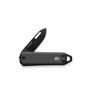 JAMES° The Elko Folding Utility Knife minimal EDC Featuring a Compact 1.7" Black Stainless Steel Blade, Pry Bar and Flat-Head Screwdriver, Black Grip