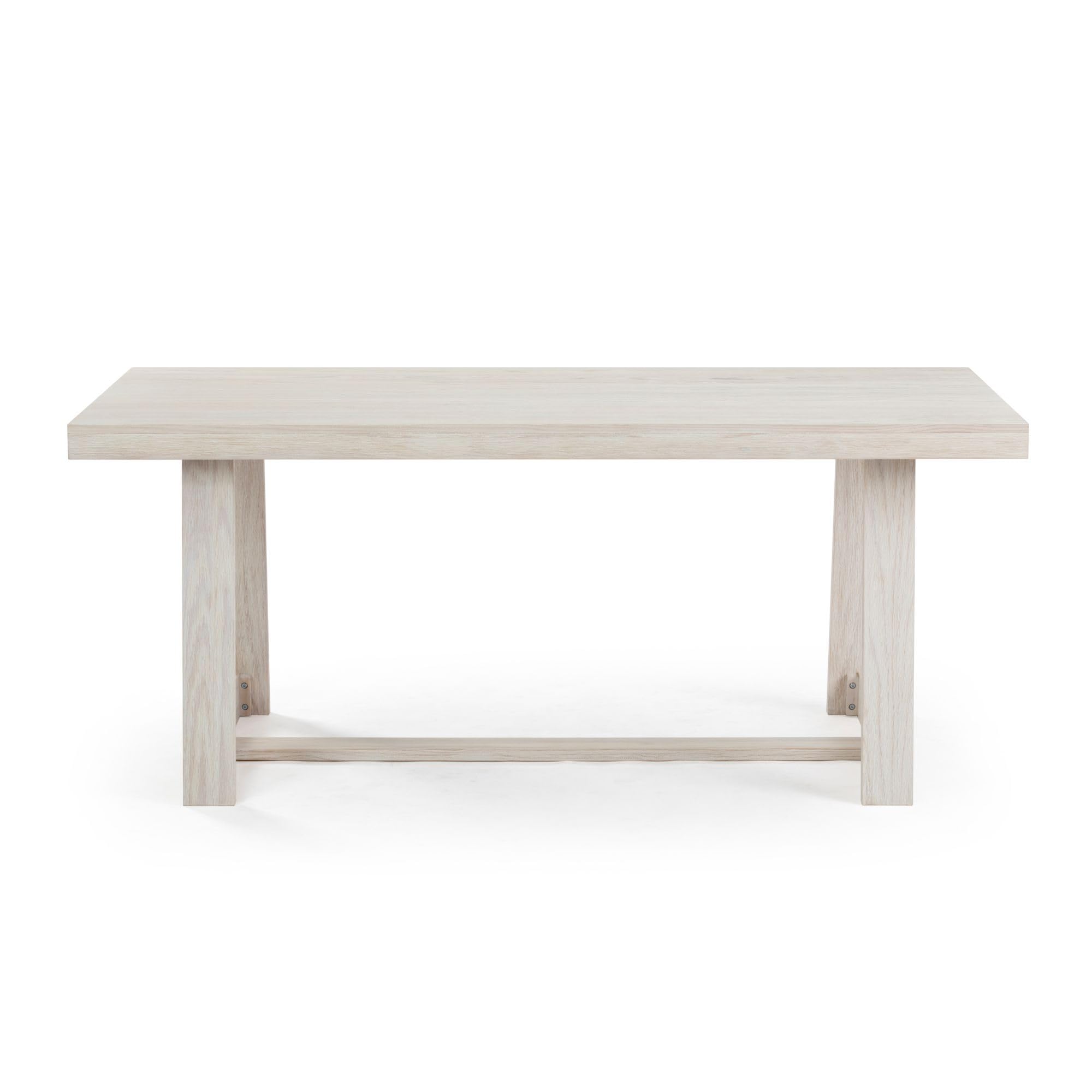 Plank+Beam 72 Inch Farmhouse Dining Table, Large Wooden Rectangular Dinner Table for Dining Room, Home Office, Living Room Furniture, Easy Assembly, White Sand Wirebrush