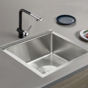 Commercial Mop Sink Floor Basin 24x24x13" 304 Stainless Steel Mop Service Basin with Quick Draining Filter Basket Household Mop Bucket Single Bowl Kitchen Sink Prep&Utility Sink