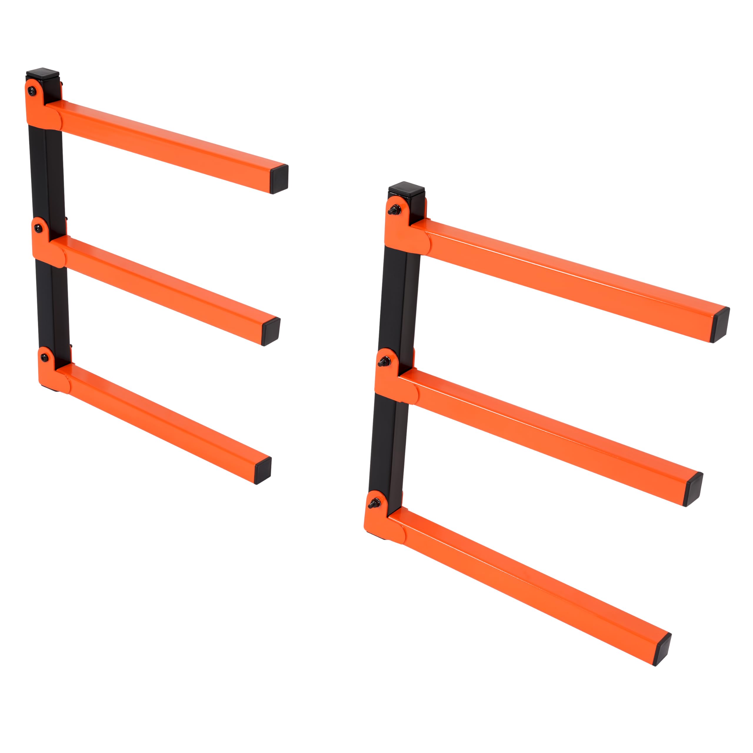 KUAFU 3-Level Indoor & Outdoor Lumber Rack Wood Storage Racks Wood Rack Organizer Use Black+Orange Steel Powder Coated (2Pcs)