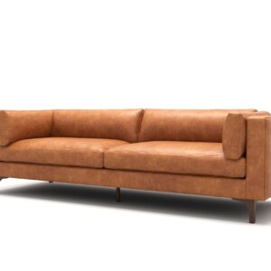 Valencia Mary Leather Couch 93" | Top Grain Nappa 11000 Leather Wide Seat, Solid Wood Frame, Plush Cushioning, Top-Stitched French Seams, Saddle Tan