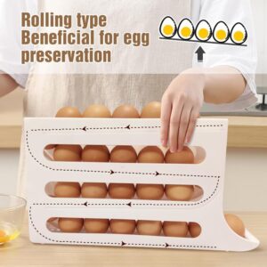 4 Tiers Egg Holder for Fridge, 2024 New Automatic Scrolling Egg Rack Holder, Eggs Dispenser Auto Rolling Large Capacity Egg Organizer Storage Box, Space-Saving Egg Dispenser Holder (Transparent)