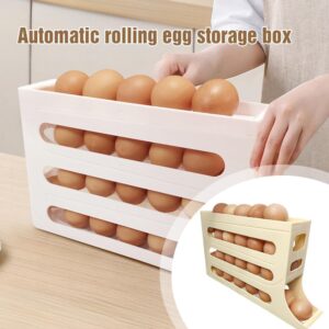 4 Tiers Egg Holder for Fridge, 2024 New Automatic Scrolling Egg Rack Holder, Eggs Dispenser Auto Rolling Large Capacity Egg Organizer Storage Box, Space-Saving Egg Dispenser Holder (Transparent)