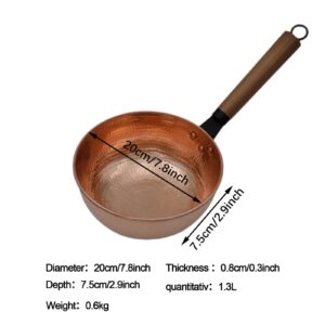 DimyFew Soup Pot Copper Pot Multifunctional Copper Butter Warmer Sauce Pan Stockpot, Flat Bottom