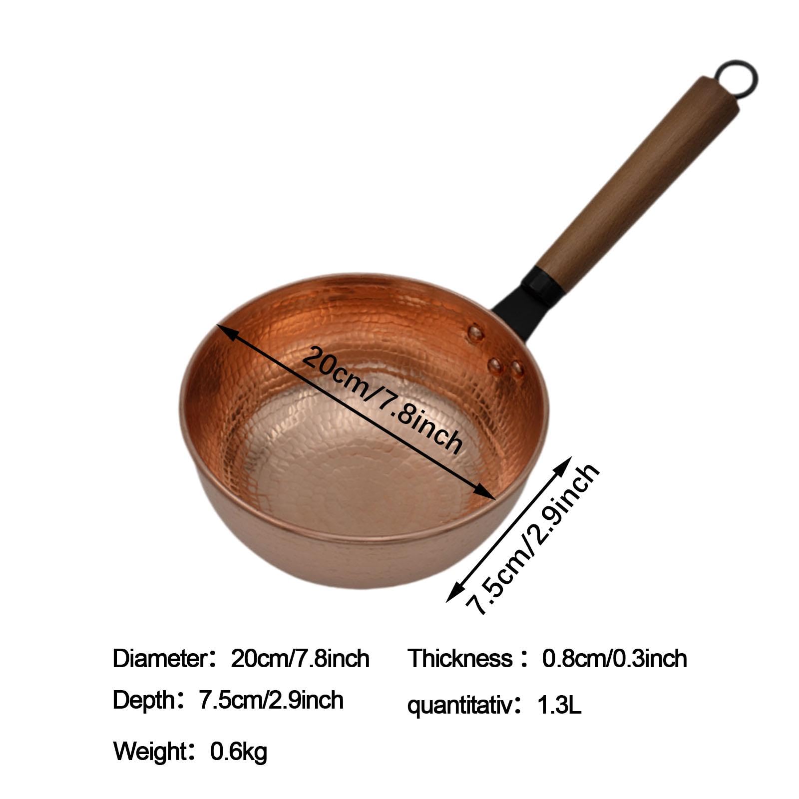 DimyFew Soup Pot Copper Pot Multifunctional Copper Butter Warmer Sauce Pan Stockpot, Flat Bottom