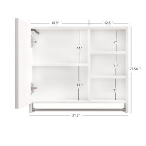 HXCQYGL Modern 32x28inches Bathroom cabinets, Medicine cabinets with Mirrors and LED Lights, Bathroom lockers with multilevel Storage compartments and Towel Rails