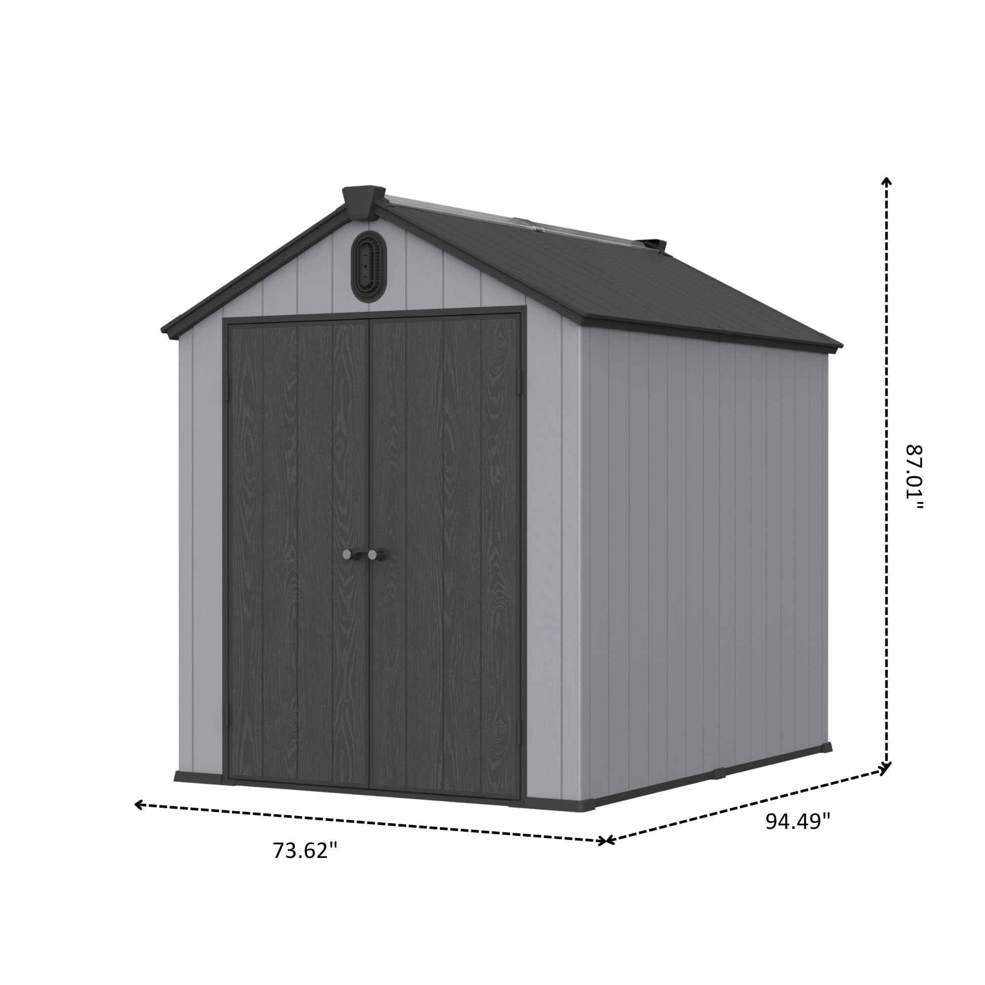 HXCQYGL XWT012 6 * 8ft Plastic Storage shed for Backyard Garden Big Spire Tool Storage (94.49-73.62-87.01)