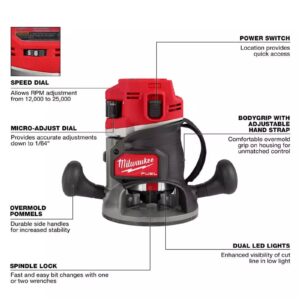 2838-20 For Milwaukee M18 FUEL 18V 1/2" Cordless Lithium-Ion Router - Bare Tool