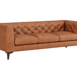 Valencia Avery Leather Couch 89" | Top Grain Nappa 11000 Leather 3 Seater with Tufted Back, Solid Wood Frame, Plush Cushioning, Saddle Tan