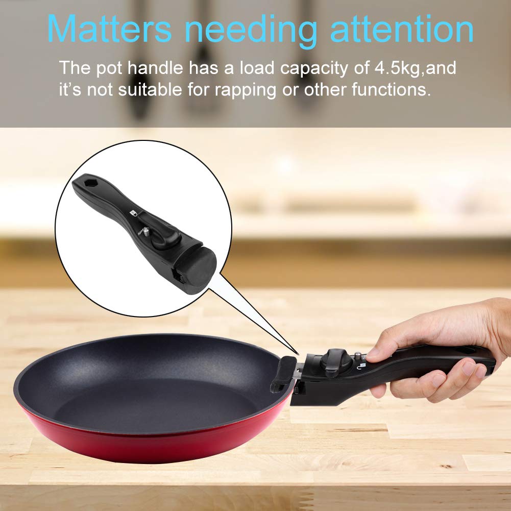 HAOHIZE Removable Handle Black, Detachable Removable Pan Handle,Universal Pot Handle Replacement,Frying Pan Universal Removable Handle Pan Bing Suitable for All Cookware Black