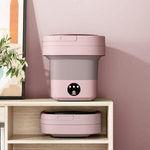 Portable Washing Machine, Mini Washer 9L High Capacity with 3 Modes Deep Cleaning for Underwear, Baby Clothes, or Small Items, Foldable Washing Machine for Apartments, Camping, Travel (Pink)