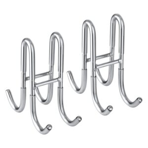 peutier 2pcs shower glass door hooks, 304 stainless steel over shower door hooks double sided usable shower towel hooks drilling-free towels hanger for bathroom (silver)