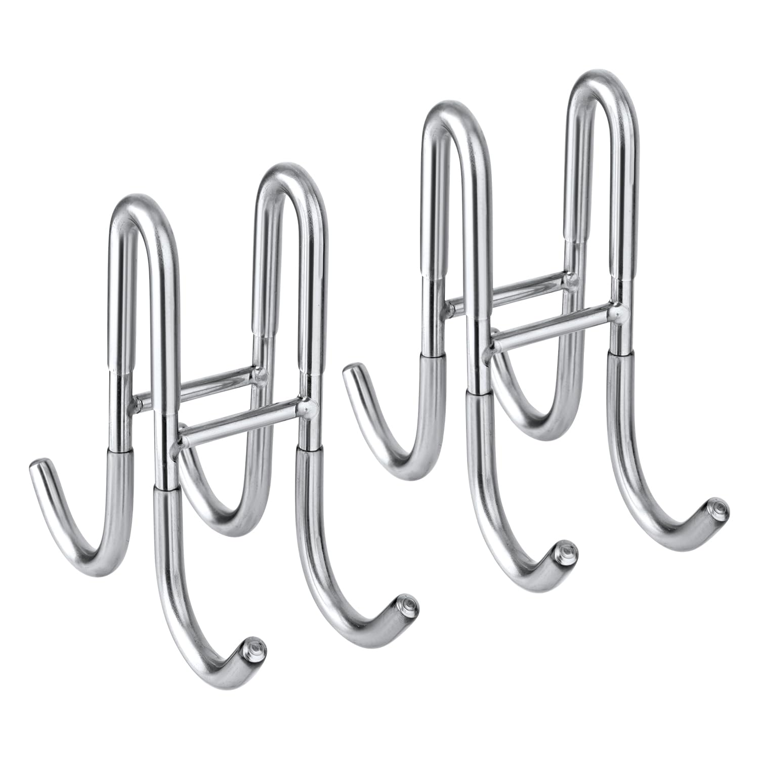 PEUTIER 2pcs Shower Glass Door Hooks, 304 Stainless Steel Over Shower Door Hooks Double Sided Usable Shower Towel Hooks Drilling-Free Towels Hanger for Bathroom (Silver)