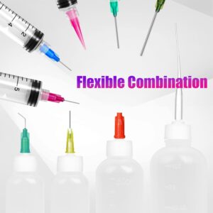 Glue Syringe Needle Tip Squeeze Bottles Set (1ml-50ml), 14G-22G Blunt Needle Tip with Caps, Precision Glue Applicator for Oil, Ink and Art Crafts