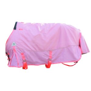 Turnout Blanket for Horses, Waterproof Thickened Horse Sheet with Detachable Neck Cover,1600D Nylon Outer, 400g Heavy Weight Filling (Pink, US 81IN(EU 155cm))