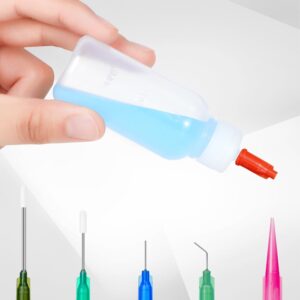 Glue Syringe Needle Tip Squeeze Bottles Set (1ml-50ml), 14G-22G Blunt Needle Tip with Caps, Precision Glue Applicator for Oil, Ink and Art Crafts