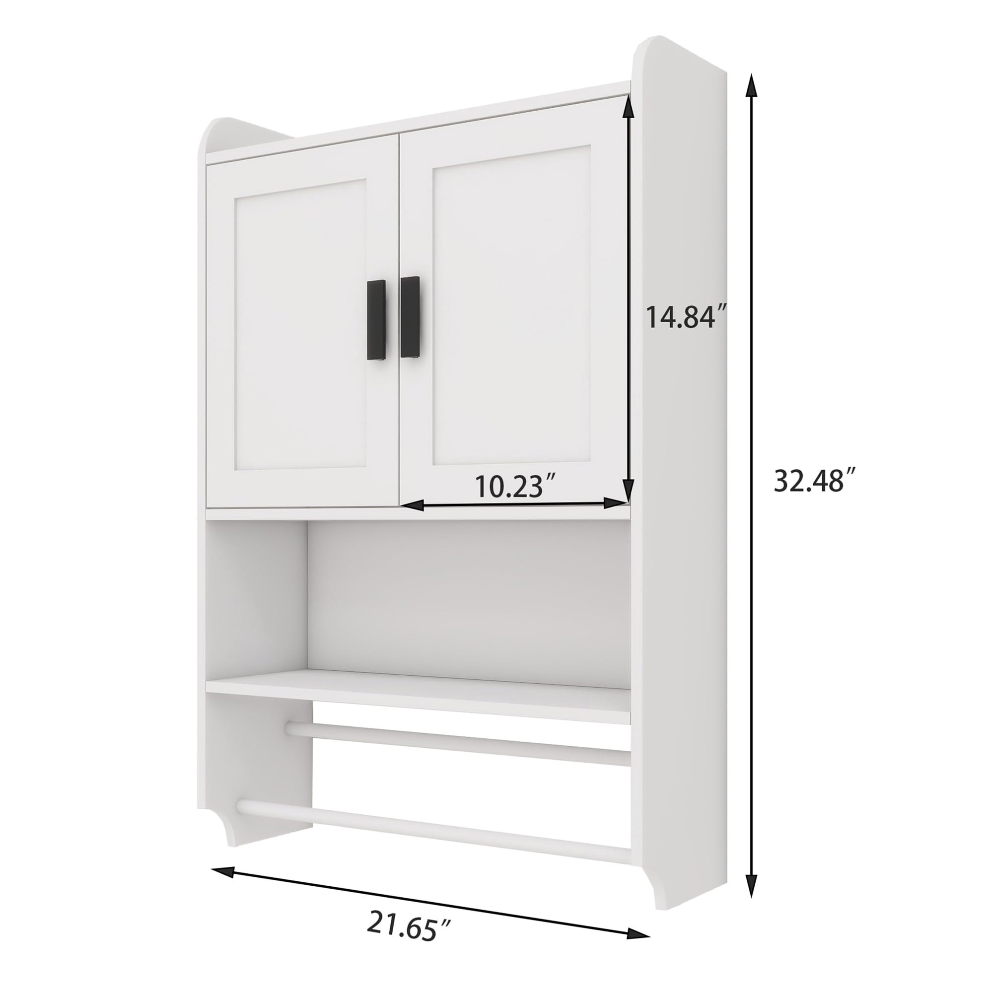 Bathroom Wall Medicine Cabinet over the Toilet Storage Cabinet Wall Mounted with Doors,Adjustable Shelf,Towel Bar and Paper Holder,Medicine Cabinet for Bathroom Modern White Large 22''LX7.5‘’WX32.5‘’