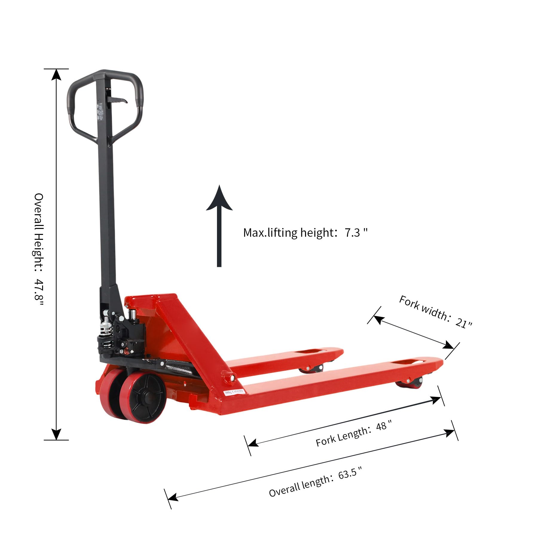 Tory Carrier Pallet Jack, 21" x 48" Forks, 5500lbs Capacity Manual Pallet Trucks Standard Duty Hand Pallet Jacks