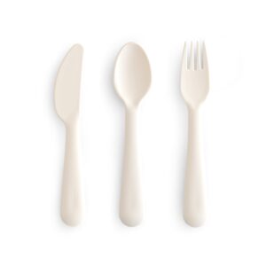 mushie dinnerware cutlery set of 3 for kids | made in denmark (ivory)