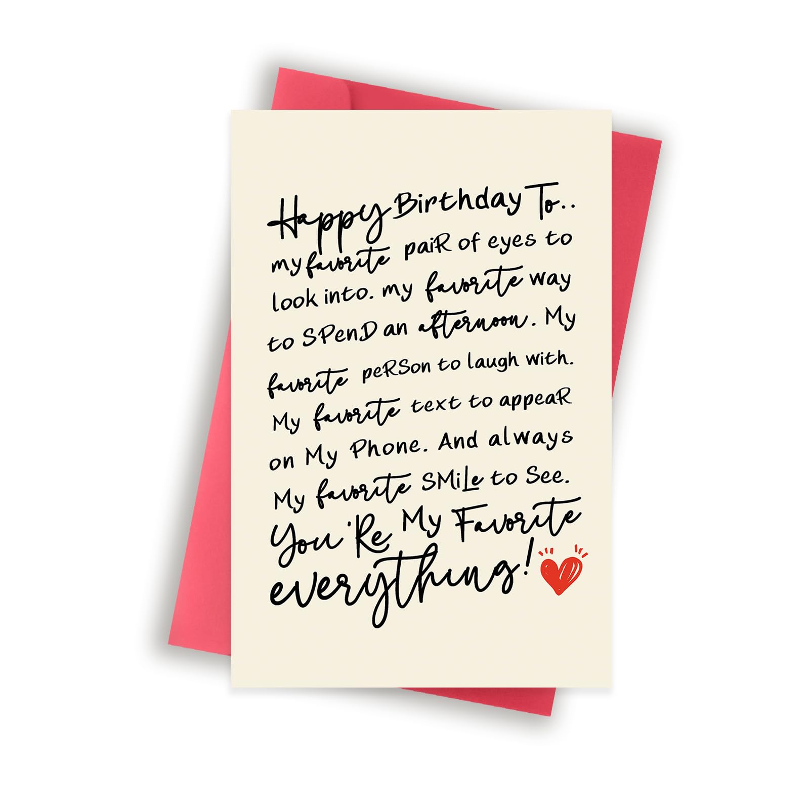 GlightG Romantic Birthday Card for Husband Boyfriend, Funny Birthday Cards Gifts for Wife Girlfriend, Sweet Love Card for Women Men, You're My Favorite Everything!