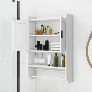 Bathroom Wall Medicine Cabinet over the Toilet Storage Cabinet Wall Mounted with Doors,Adjustable Shelf,Towel Bar and Paper Holder,Medicine Cabinet for Bathroom Modern White Large 22''LX7.5‘’WX32.5‘’