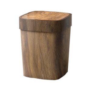 Imitation Wood Trash Can Rectangular Trash Bin Waste Basket Compact Garbage Container Bin for Bedroom Living Room Kitchen, S