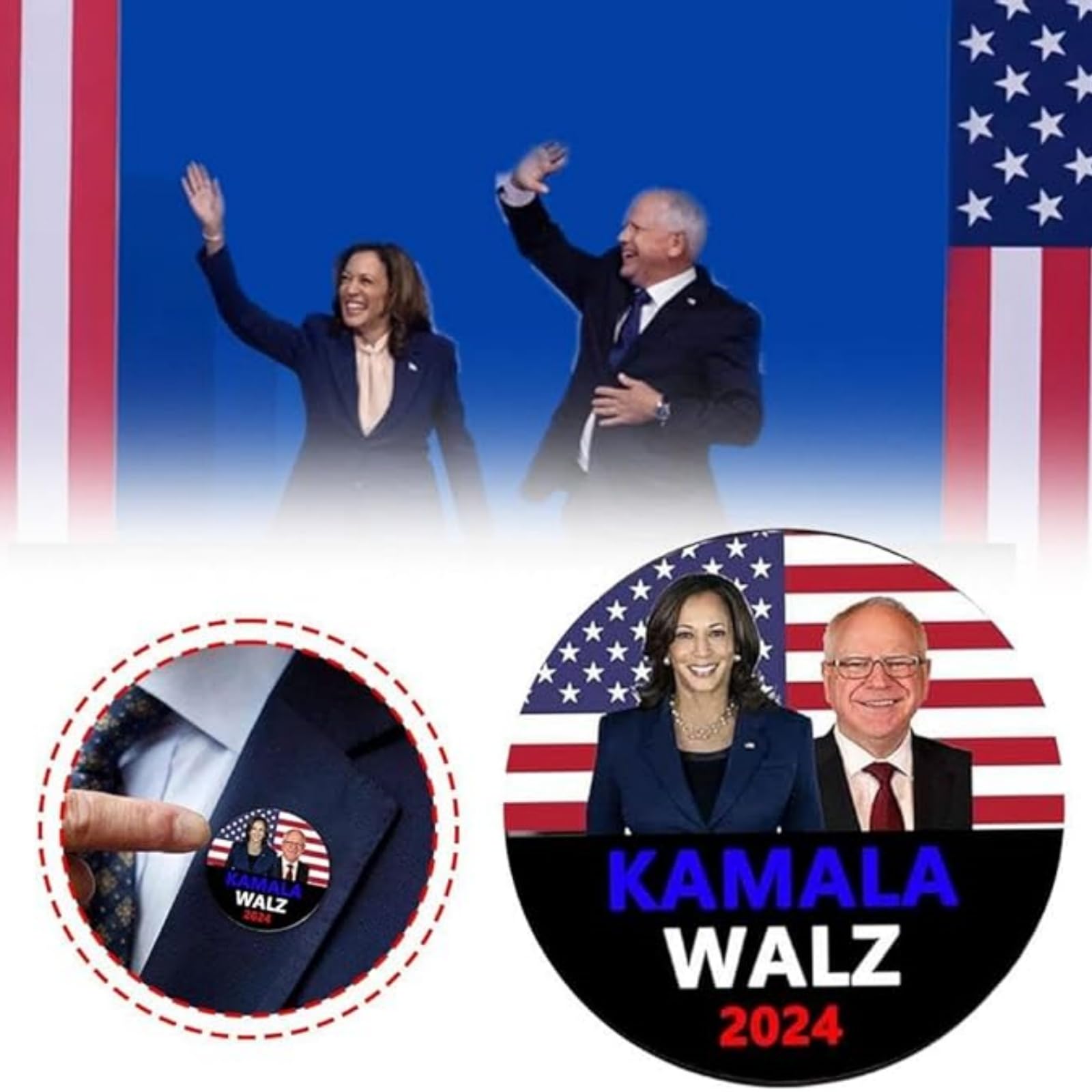 Kamala Harris Waltz 2024 Button Pins，Kamala Harris Tim Waltz 2024 President Election Round Buttons Badge for supporter, Kamala 2024 new cute Pin, exquisite Kamala Harris lapel pins(5pcs) (Pink)