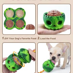 Joytale Dog Enrichment Toys, Treat Dispensing Dog Toys for Aggressive Chewers, Fillable Dog Chew Toys with Frozen Mold, Skull Design Dog Toys with Rope, Dog Toys to Keep Them Busy