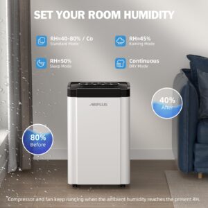 AIRPLUS 4,500 Sq.Ft 70 Pint Dehumidifier for Basements, (4 Smart Modes) Quiet Dehumidifiers for Bedroom & Home with Drain Hose, Auto Shut Off/24 Hr Timer/0.8Gallon Water Tank