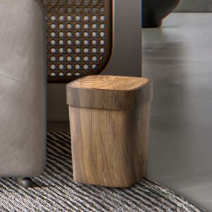 Imitation Wood Trash Can Rectangular Trash Bin Waste Basket Compact Garbage Container Bin for Bedroom Living Room Kitchen, S