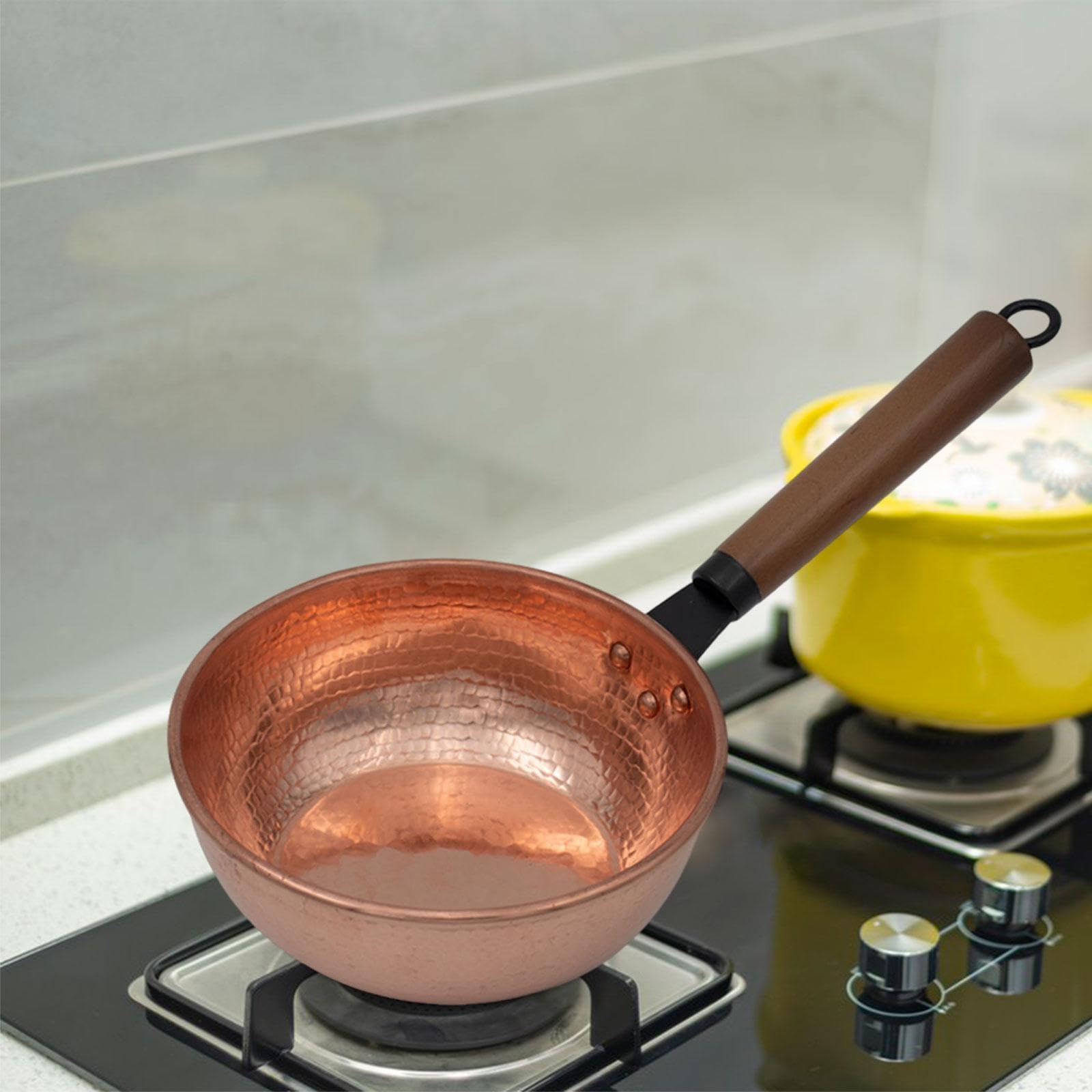 DimyFew Soup Pot Copper Pot Multifunctional Copper Butter Warmer Sauce Pan Stockpot, Flat Bottom