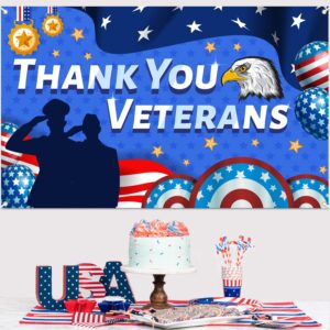 Veterans Day Banner Backdrop, Thank You Veterans Banner, Veterans Day Decorations, Veterans Day Background Backdrop for Photography, Veterans Day Party Decorations