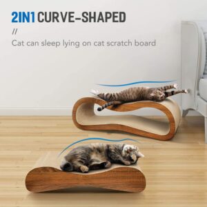 2 in 1 Cat Scratcher Cardboard Lounge Bed, Cat Scratching Board, Durable Board Pads Prevents Furniture Damage,Large