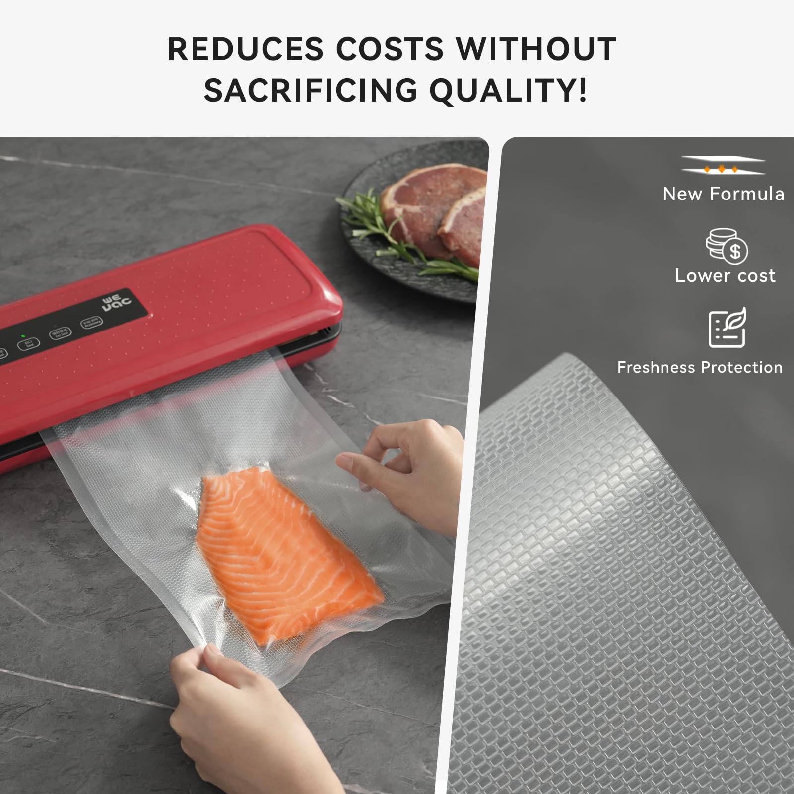 [2024 Q4] 11" x 16" Vacuum Sealer Bags, 100 Count – Ideal for Food Storage, Sous Vide, and Meal Prep, Keep Food Fresh and Nutrients, Wevac Lite