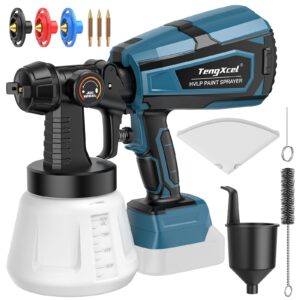 cordless paint sprayer for makita 18v lxt li-ion battery, 200w spray paint gun with brushless motor, 3 copper nozzle and 1000ml container, spray gun for painting ceiling, fence, walls(no battery)