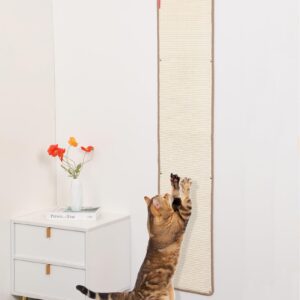 66.93x13.38x0.32 inch thickened cat wall scratcher carpet, cat climbing wall, durable cat wall furniture, tall cat scratching post, wall scratchers for indoor cats, couch sofa protector (beige)