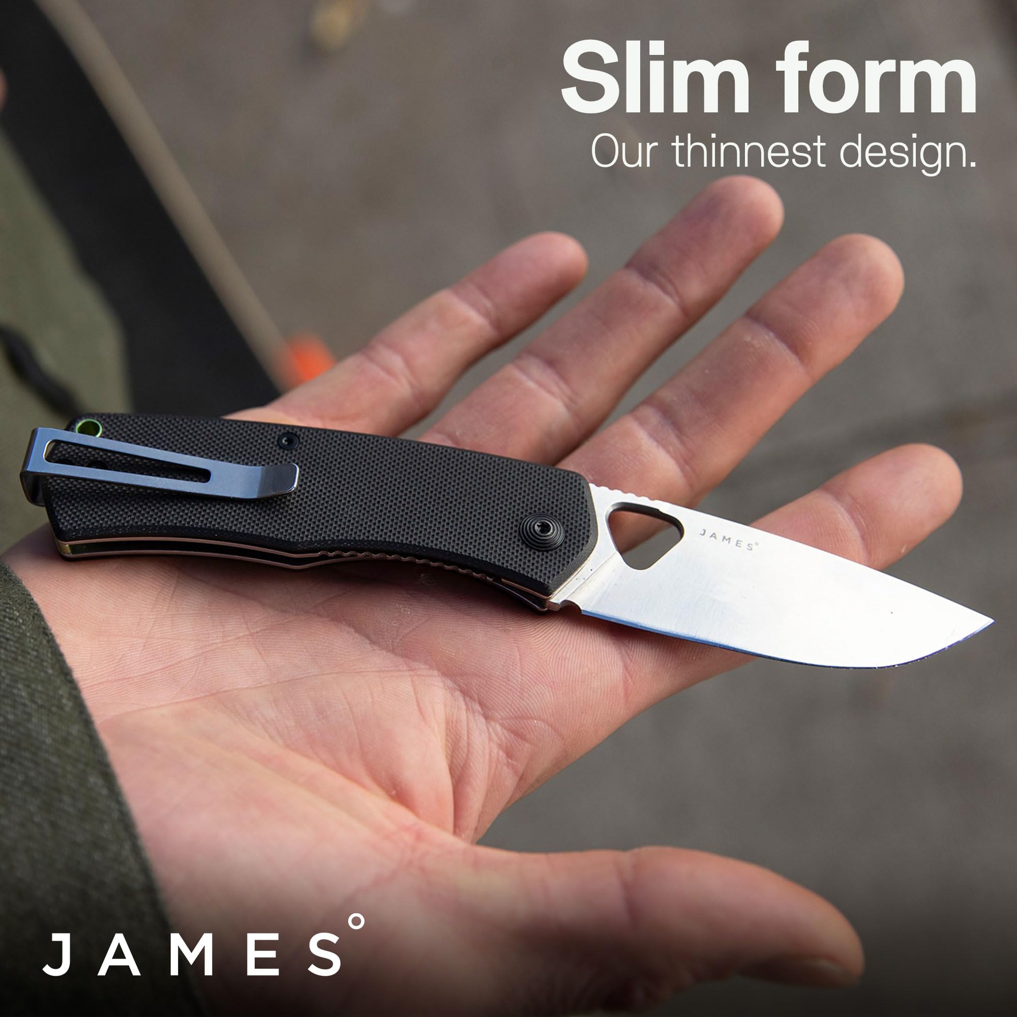 JAMES° The Folsom Folding Pocket Knife Built for EDC, Black 2.75" Stainless Steel Blade, Liner-Lock, and Ambidextrous Design, OD Green Grip