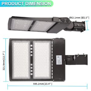 300W/240W/200W Power Selectable, LED Parking Lot Lights with Slip Fitter, 45000LM 5700K Led Shoebox in Outdoor, Waterproof Pole Mount Lights for Street Yard Stadium,100-277V IP65, ETL (1 Pack)