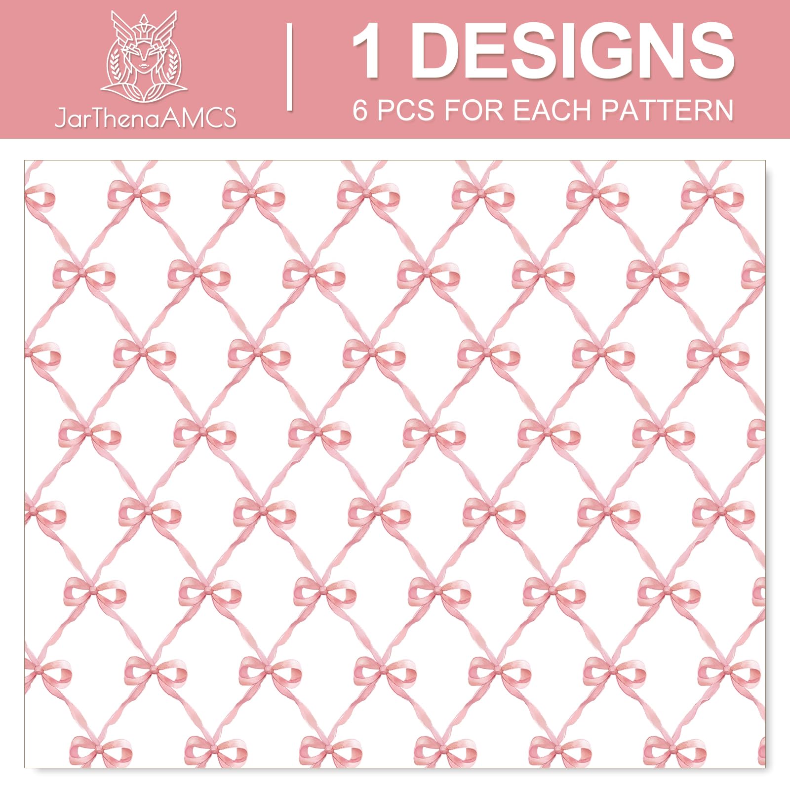 JarThenaAMCS 6 Sheets Pink Bow Wrapping Paper -Not Roll- Gift Wrap Paper Folded Flat Large Craft Paper for Birthday Baby Shower Party Supplies, 27.6 x 39.4 Inch