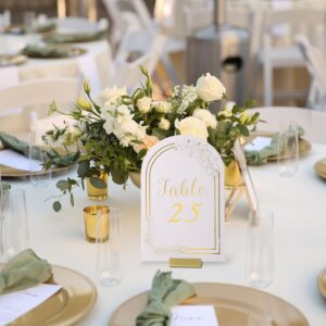 PODUFF Gold Table Number Holders, 12-Pack Metal Place Card Stands & Picture Holders with Storage Box - Ideal for Weddings, Anniversaries, and Parties