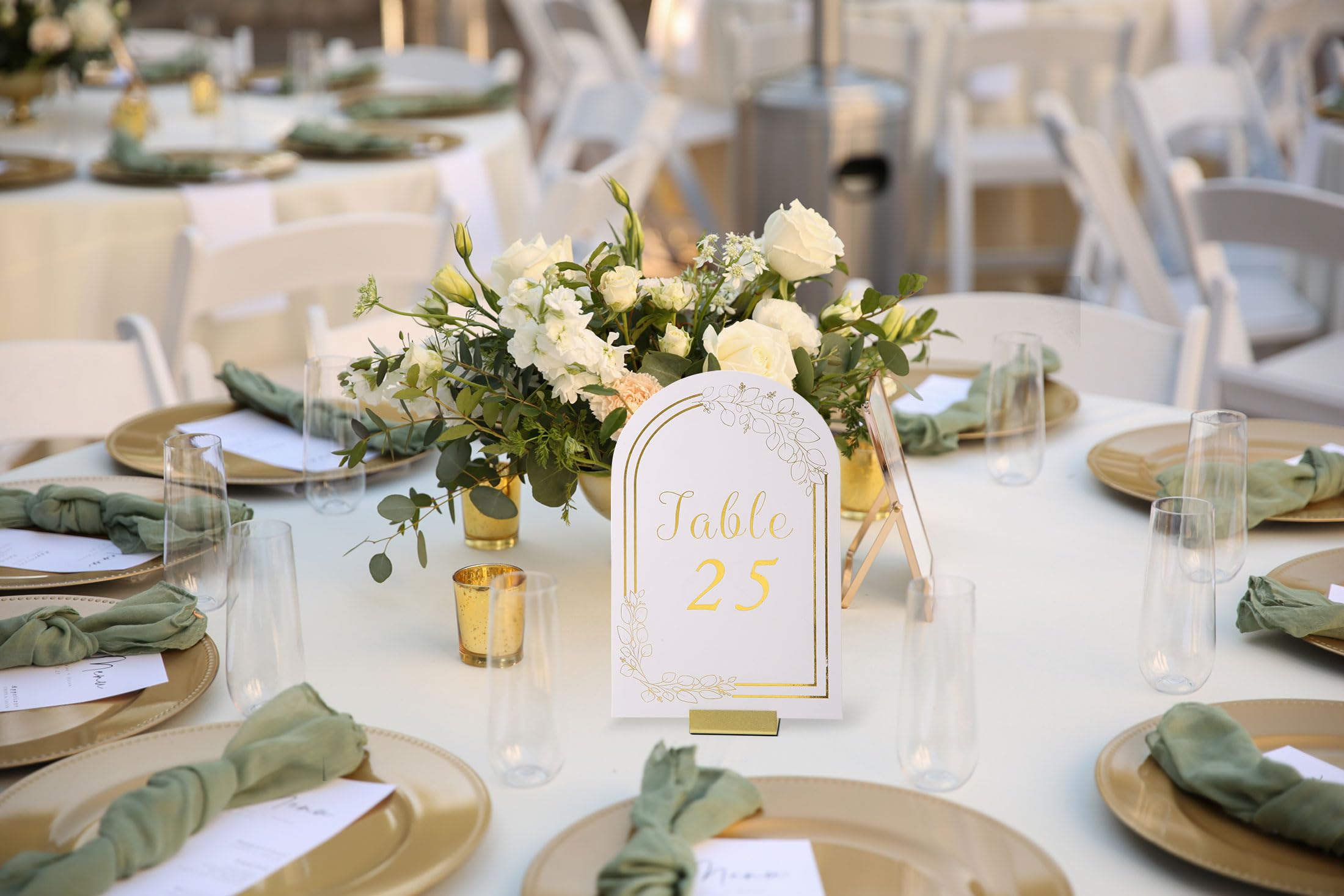 PODUFF Gold Table Number Holders, 12-Pack Metal Place Card Stands & Picture Holders with Storage Box - Ideal for Weddings, Anniversaries, and Parties