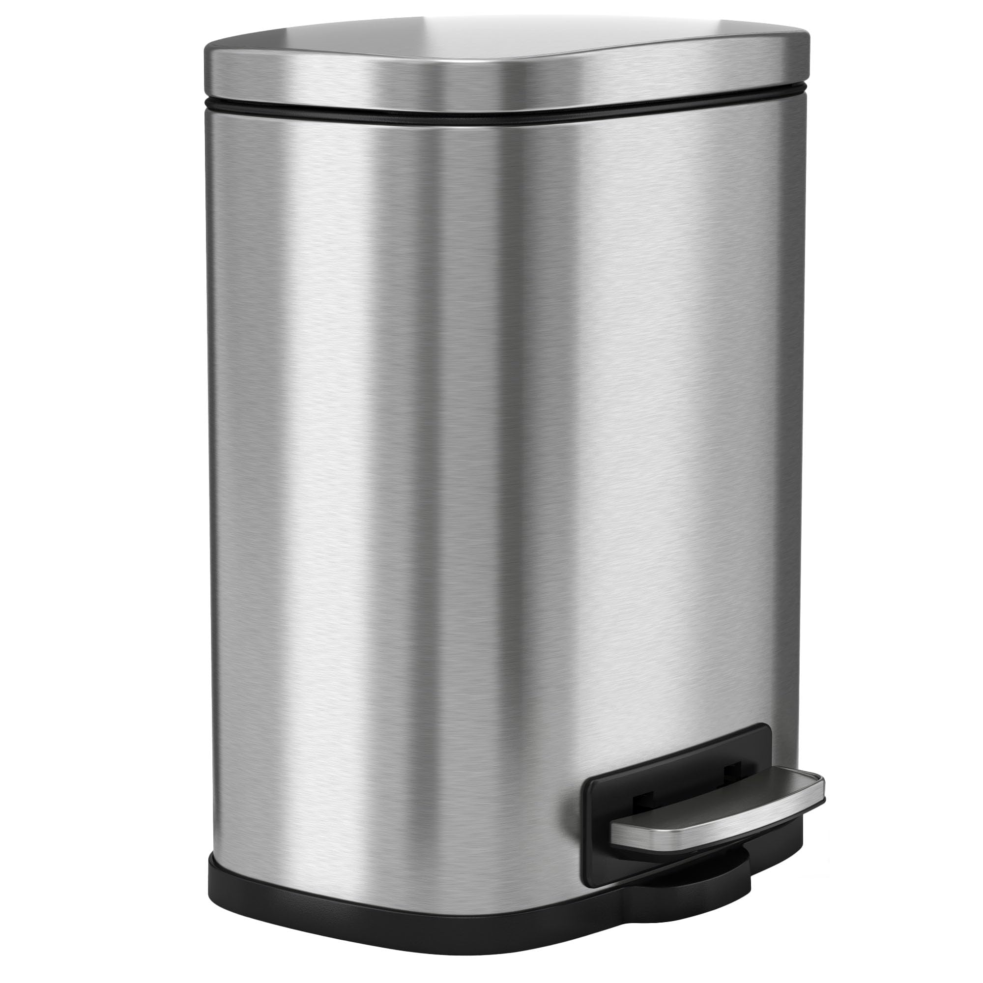 HLS Commercial 1.3 Gallon / 4.9 Liter Fire Resistant Stainless Steel Step On Pedal Trash Can with Odor Filter and Removable Inner Bucket, FM Approvals Class 6921