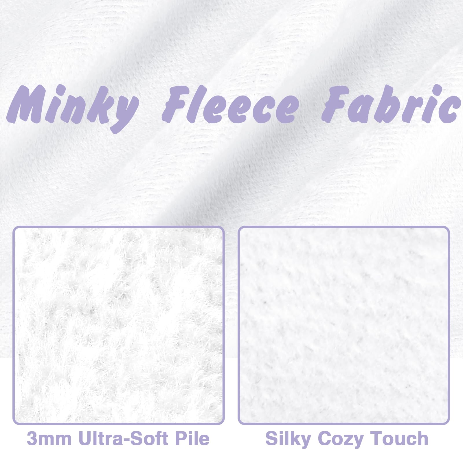 Entisn Minky Fabric by The Yard, 1 Yard x 60 Inch Wide Pre-Cut Minky Fleece Fabric White Cuddle Minky Fabric, Soft Plush Fabric Solid Minky for Blanket, Pillow Cover, Scarf, Sewing