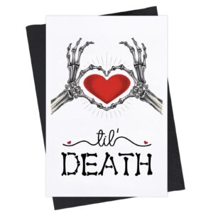 d24time skeleton halloween wedding card-romantic til death wedding anniversary card for husband wife couples spooky anniversary card for boyfriend girlfriend-bridal party card-til death-4"×6"