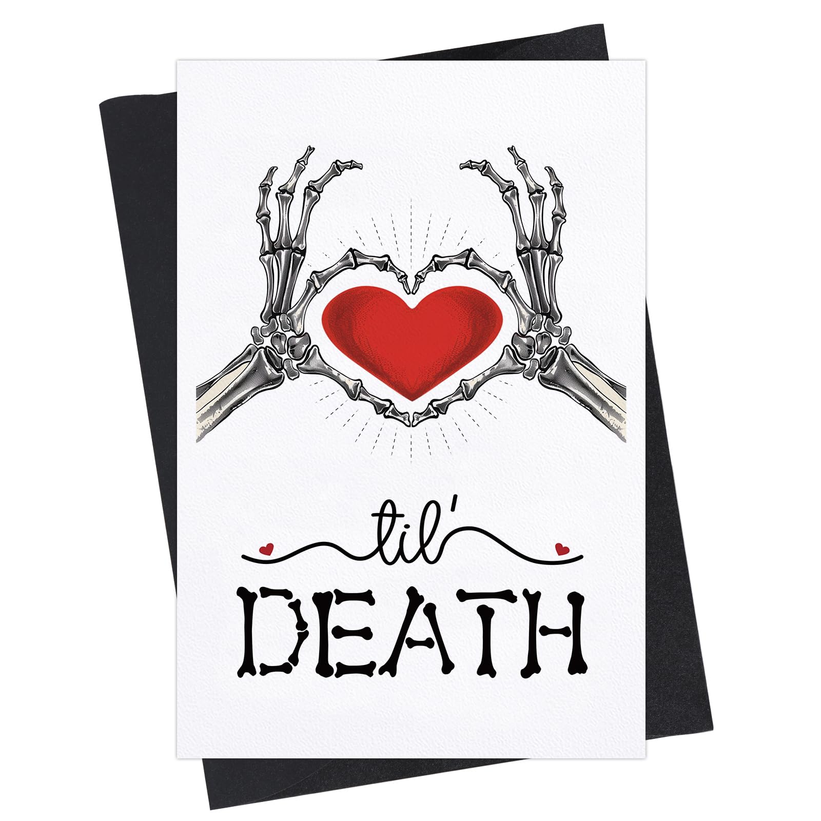 D24TIME Skeleton Halloween Wedding Card-Romantic Til Death Wedding Anniversary Card for husband wife Couples Spooky Anniversary Card for Boyfriend Girlfriend-Bridal Party Card-Til Death-4"×6"